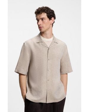 BOSS By Beckham Relaxed-Fit Linen Shirt - Grey