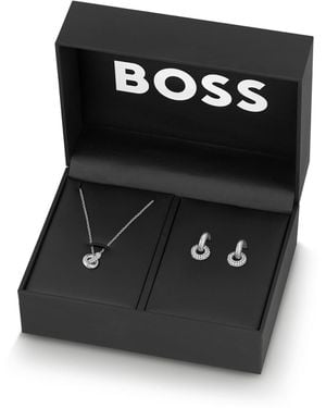 BOSS Gift-Boxed Necklace And Earrings Set - Black