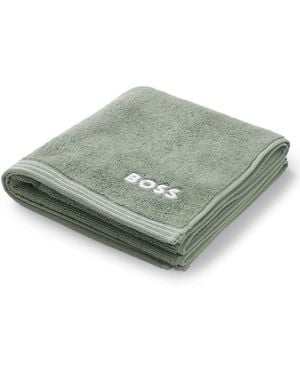 BOSS Toalla De Mano De Algodón Con Logo Bordado En Contraste - Verde