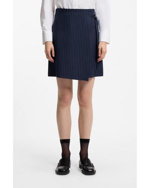 HUGO Belted Pencil Skirt With Pinstripe - Blue
