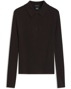 BOSS Fitted Polo Jumper - Black