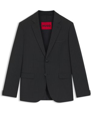 HUGO Extra Slim-Fit Sakko Aus Stretch-Popeline Mit Nadelstreifen - Schwarz