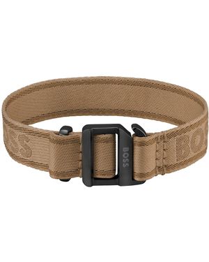 BOSS Bracciale Color Cammello Con Cinturino Con Logo Intessuto E Fibbia Regolabile - Marrone