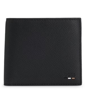 BOSS Grained Faux-Leather Wallet With Signature-Stripe Trim - Black