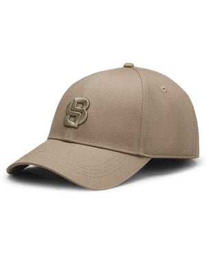 BOSS Cotton-Twill Cap With Embroidered Double B Monogram - Brown