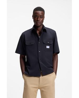 HUGO Dark Blue Men's Casual Shirts Size L