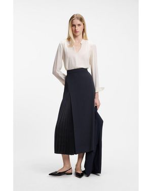 BOSS Pleat-Front A-Line Midi Skirt - Blue