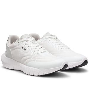 BOSS Running Trainers With Leather Trims - White