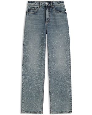 HUGO Straight-Leg Jeans With Rhinestone Embellishments - Blue