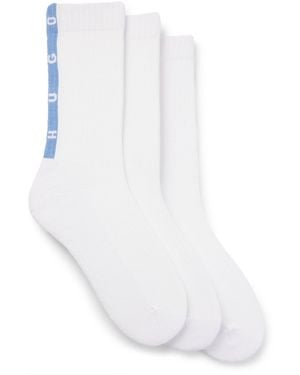 HUGO Three-Pack Casual Socks With Plush Sole - White