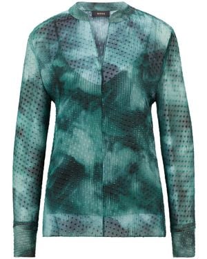 BOSS Bluse Aus Seiden-Mix Mit Print Der Saison - Grün