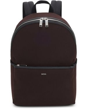 BOSS Canvas Backpack With Logo Lettering - Black