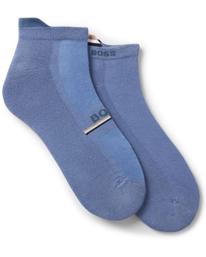 BOSS Lot De Deux Paires De Chaussettes Longueur Cheville Avec Logos - Bleu