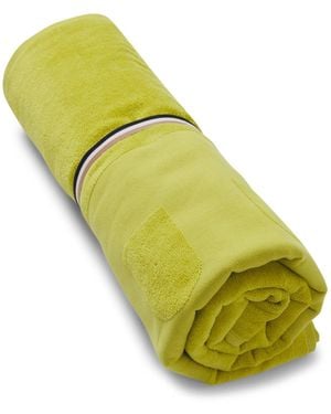 BOSS Cotton-Velvet Beach Towel With Sculpted Logo - Yellow