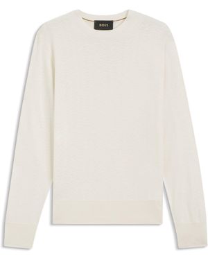 BOSS Pullover Aus Seide Mit Jacquard-Muster - Weiß