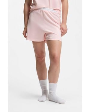 HUGO Logo-Waistband Pyjama Shorts - Pink