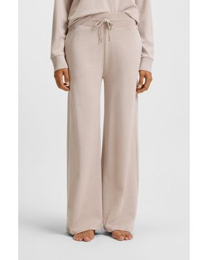 BOSS Melange-Jersey Tracksuit Bottoms With Logo Plate - Natural