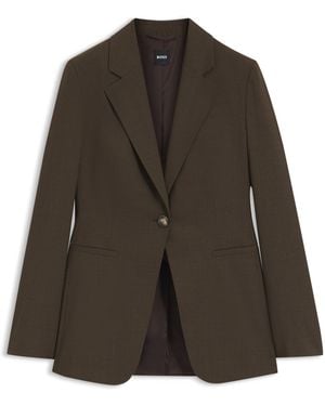 BOSS Blazer Met Één Rij Knopen Van Melange Scheerwol - Bruin