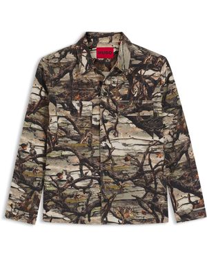 HUGO Oversized Hemd Aus Baumwoll-Canvas Mit Camouflage-Print - Mehrfarbig