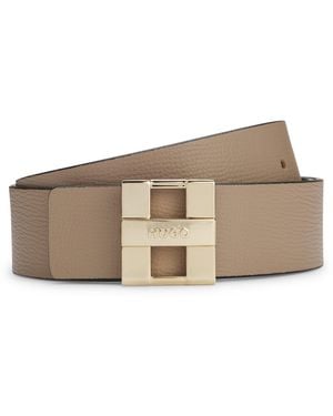 HUGO Gürtel Aus Italienischem Leder Mit Metallenen Logo-Lettern - Braun