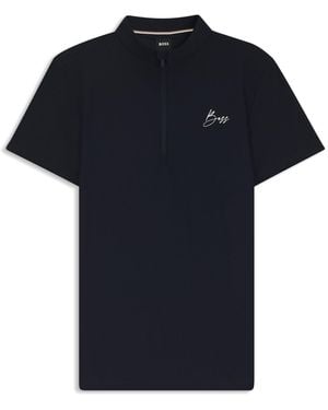 BOSS Equestrian Training Shirt With Handwritten Logo - Blue