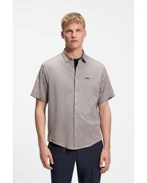 BOSS Short-Sleeved Regular-Fit Shirt - Grey