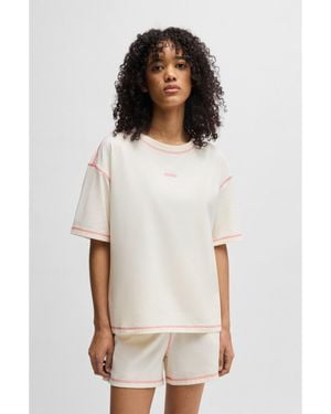 HUGO Stretch-Cotton Pyjamas With Contrast Logos - White