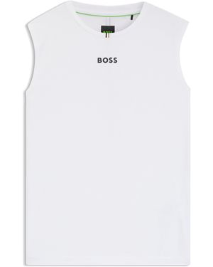BOSS Active Tanktop Aus Stretch-Gewebe Mit Streifen Auf Der Rückseite - Weiß