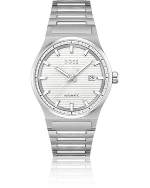 BOSS Tone Automatic Watch With Grooved Dial - White