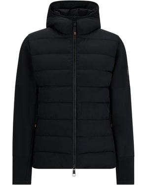 BOSS Equestrian Hybrid Puffer Jacket With Logo Patch - Black