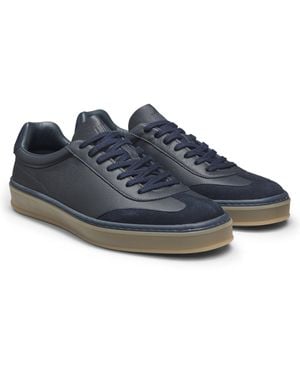 BOSS Beckham X -Sneakers Van Generfd Leer Met Suède Details - Blauw