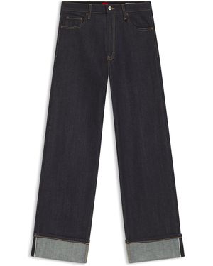 HUGO Jeans De Pernera Ancha En Denim Japonés Con Orillo - Azul