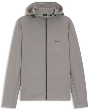 BOSS Sportieve Jas Met Geurbeheersing, Capuchon En Reflecterende Details - Grijs