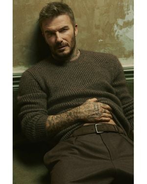 BOSS Beckham X Knitted Sweater With Mouliné Rib - Brown