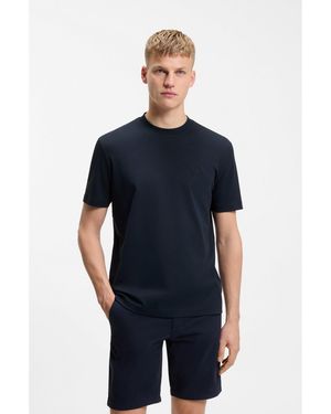 BOSS Interlock-Cotton T-Shirt With Embroidered Logo - Black