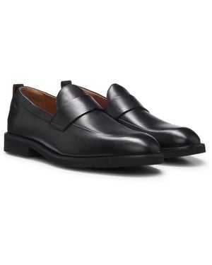 HUGO Loafer Aus Leder Mit Pennyloafer-Besatz - Schwarz