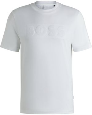 BOSS T-Shirt Van Katoenen Jersey Met Logo-Artwork - Wit