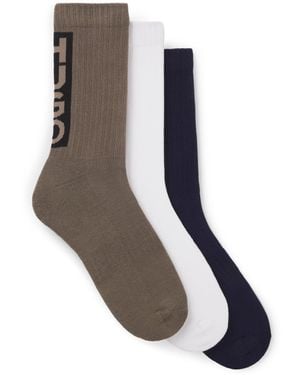 HUGO Three-Pack Of Short Socks With Vertical Logos - Grey