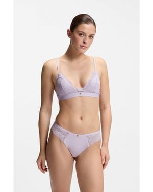 BOSS Premium Lace Bralette With Mesh Pleating - Purple