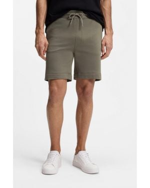 BOSS Cotton-Terry Shorts With Logo Patch - Grey