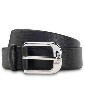 BOSS Cinturón De Piel Italiana Granulada Con Hebilla Pulida - Negro