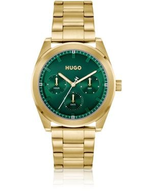HUGO Horloge Met Groene Wijzerplaat - Metallic