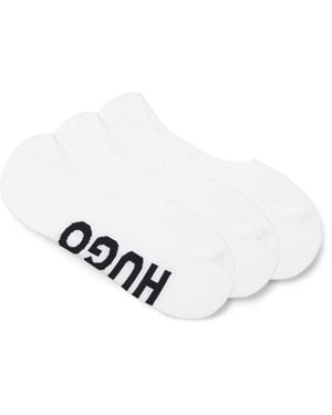 HUGO Three-Pack Of Invisible Socks With Large Logos - White
