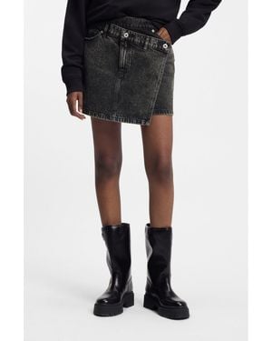 HUGO Denim Skirt With Asymmetric Waistband - Black