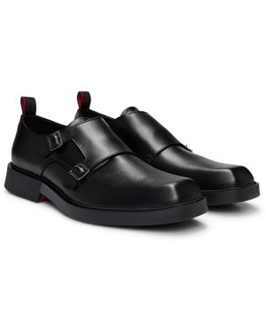 HUGO Doppelte Monkstraps Aus Leder Mit Charakteristischer Sohle - Schwarz