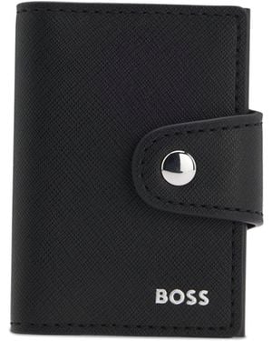 BOSS Structured Card Holder With Press-Stud Closure - Black