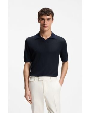 BOSS Johnny-Collar Knit Polo - Blue
