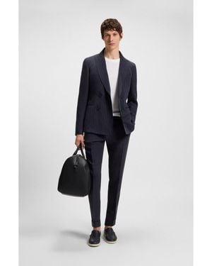 BOSS Slim-Fit Suit With Vertical Stripe - Blue