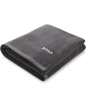 BOSS Toalla De Baño De Algodón Con Logo Bordado En Contraste - Negro