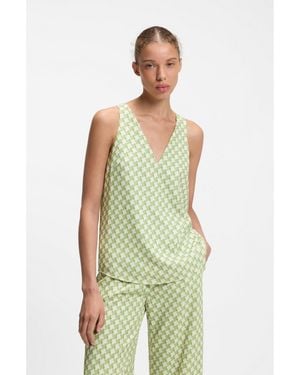 HUGO Geometric-Print Sleeveless Top With Sequins - Green